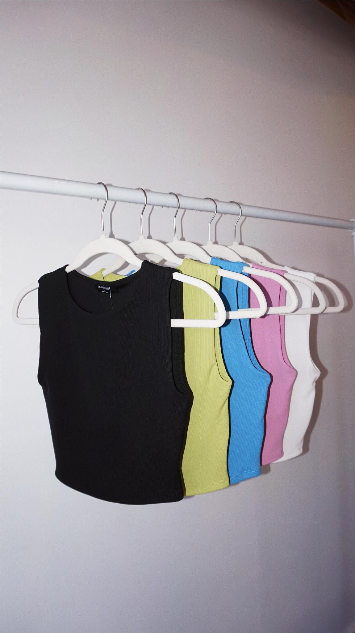 Colored Cropped Ribbed Basic Tank Top