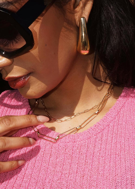 Gold Chain Link Layered Necklace 