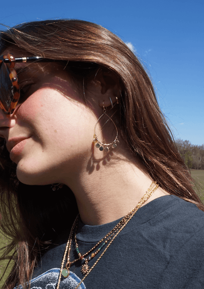 Gold Hoop Drop Earrings