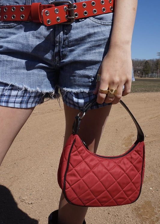 Vintage Red Quilted Mini Handbag
