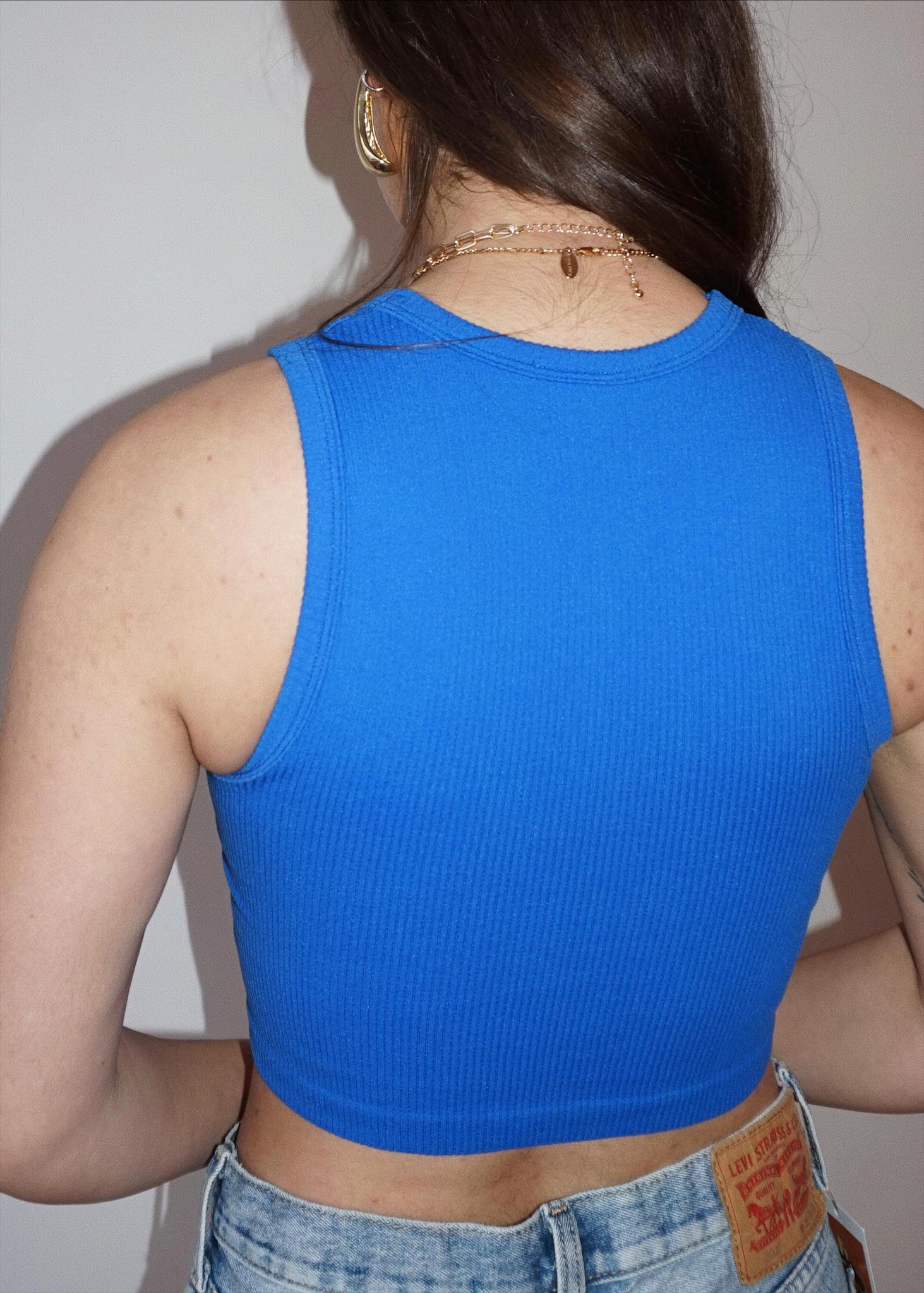 High Neck Ribbed Cropped Tank