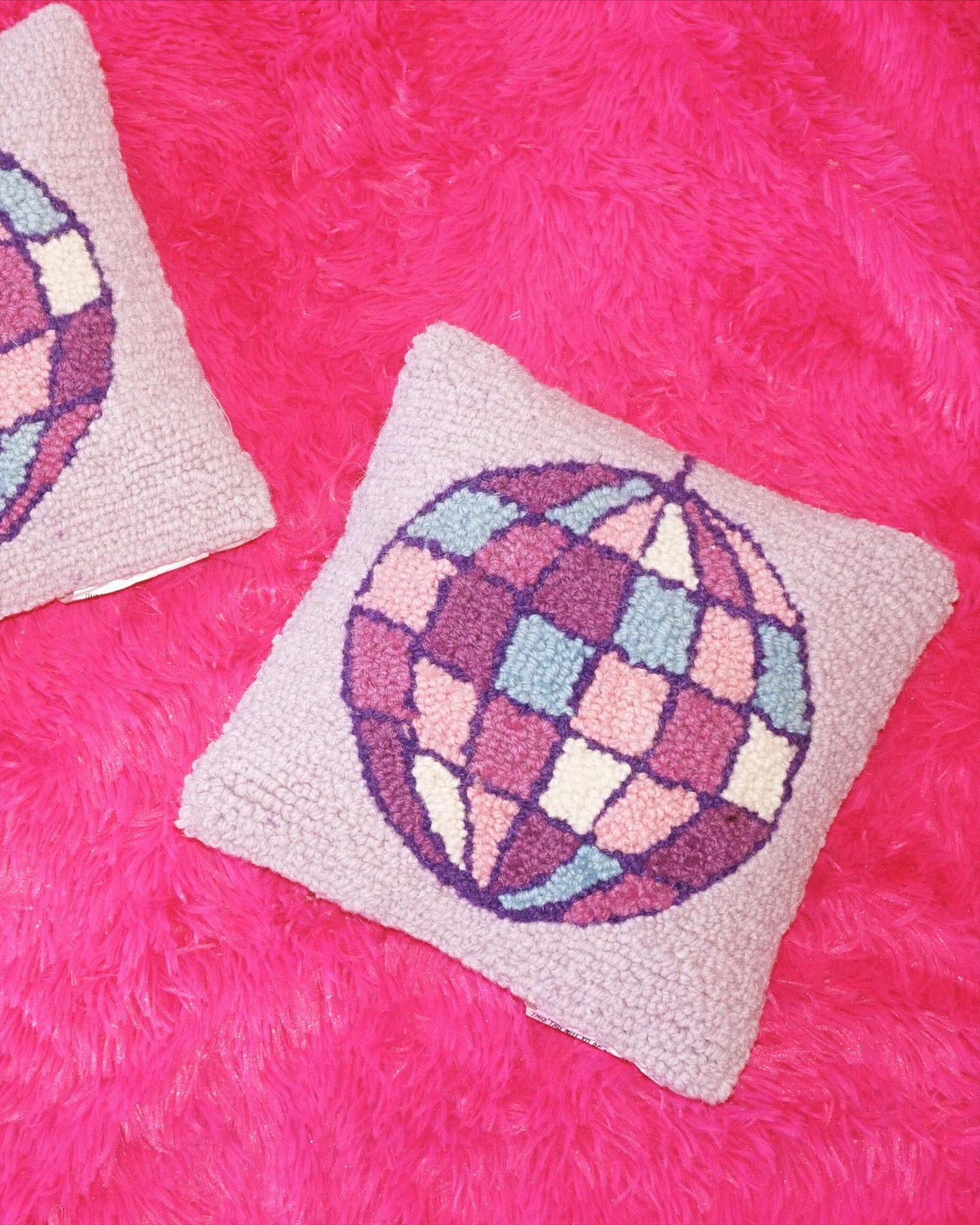 Pink and Purple Disco Ball Pillow