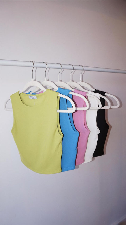 Colored Cropped Ribbed Basic Tank Top