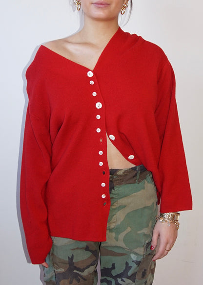 Red Button Cardigan