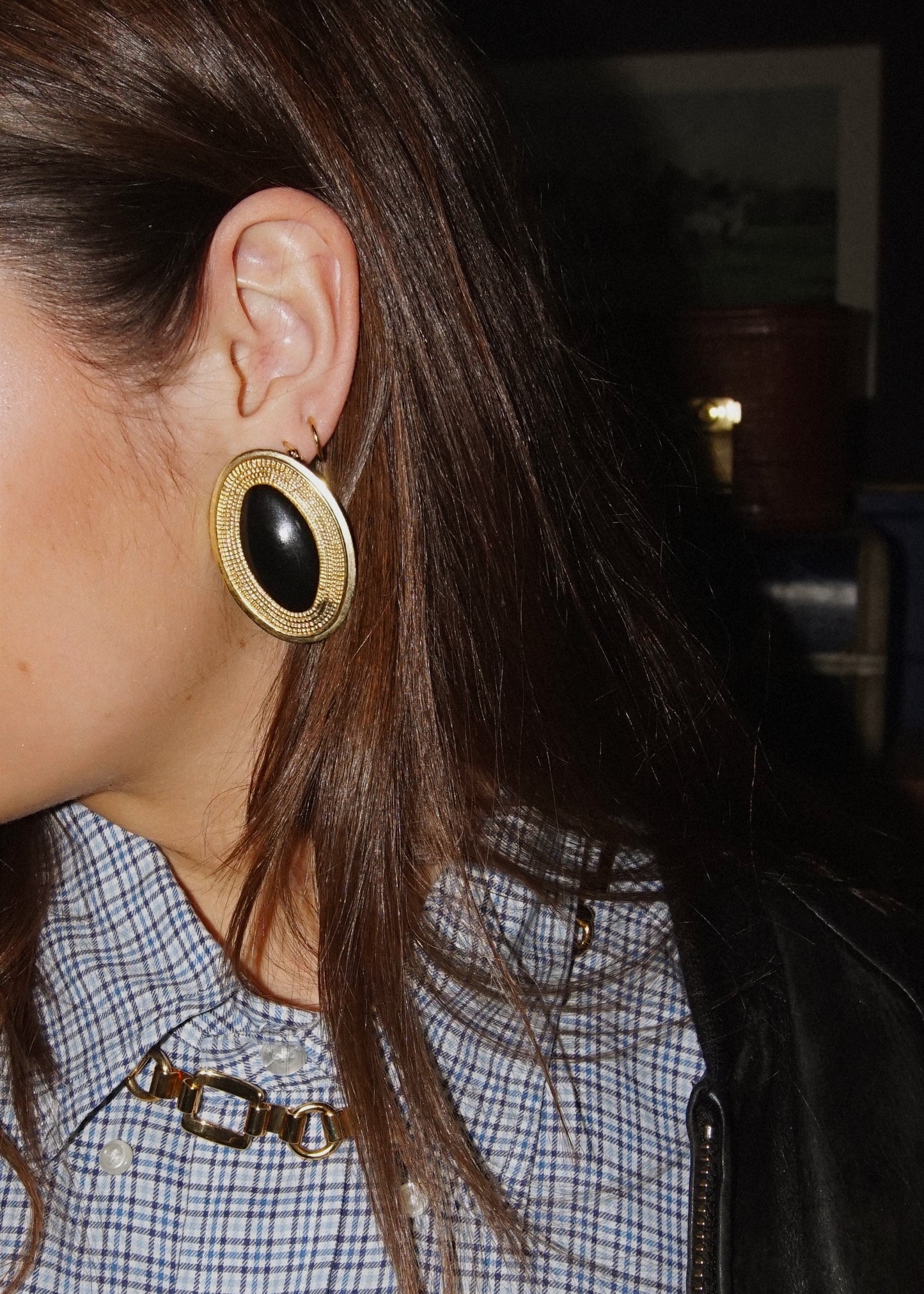 Black & Gold Oval Earrings