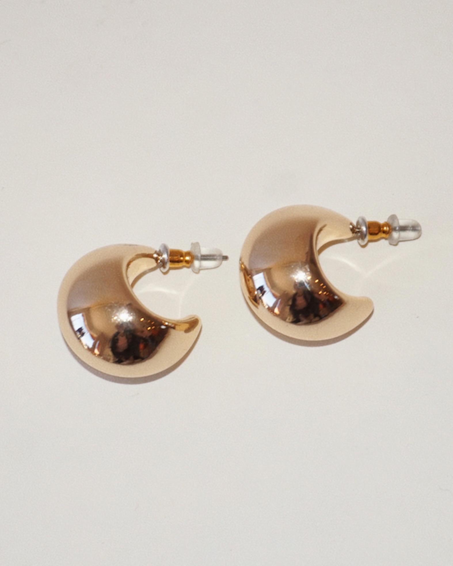 Gold Chunky Crescent Earrings