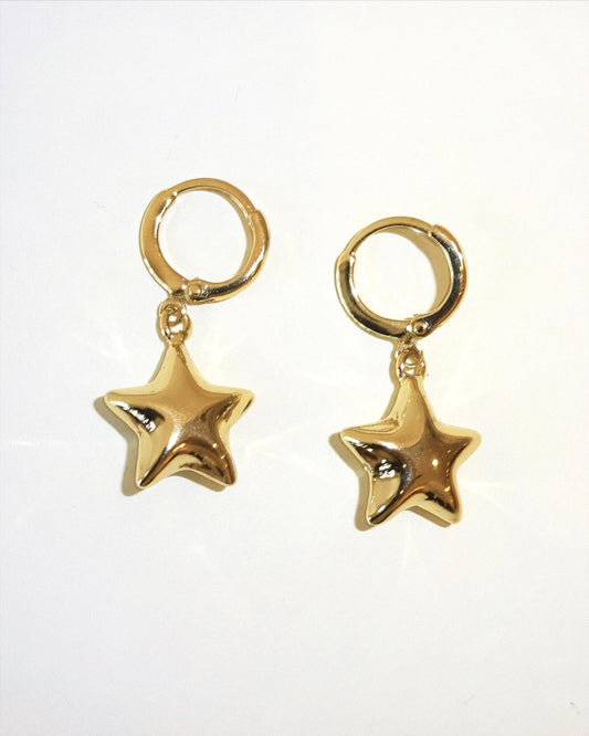 Gold Star Shaped Balloon Dangle Earrings