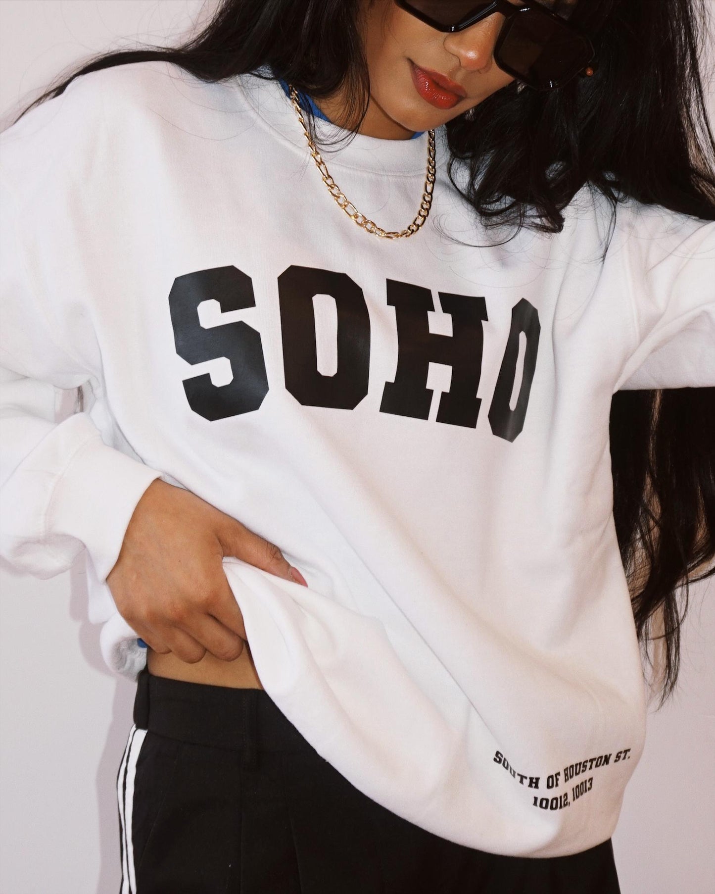 White Soho Graphic Crewneck Sweatshirt