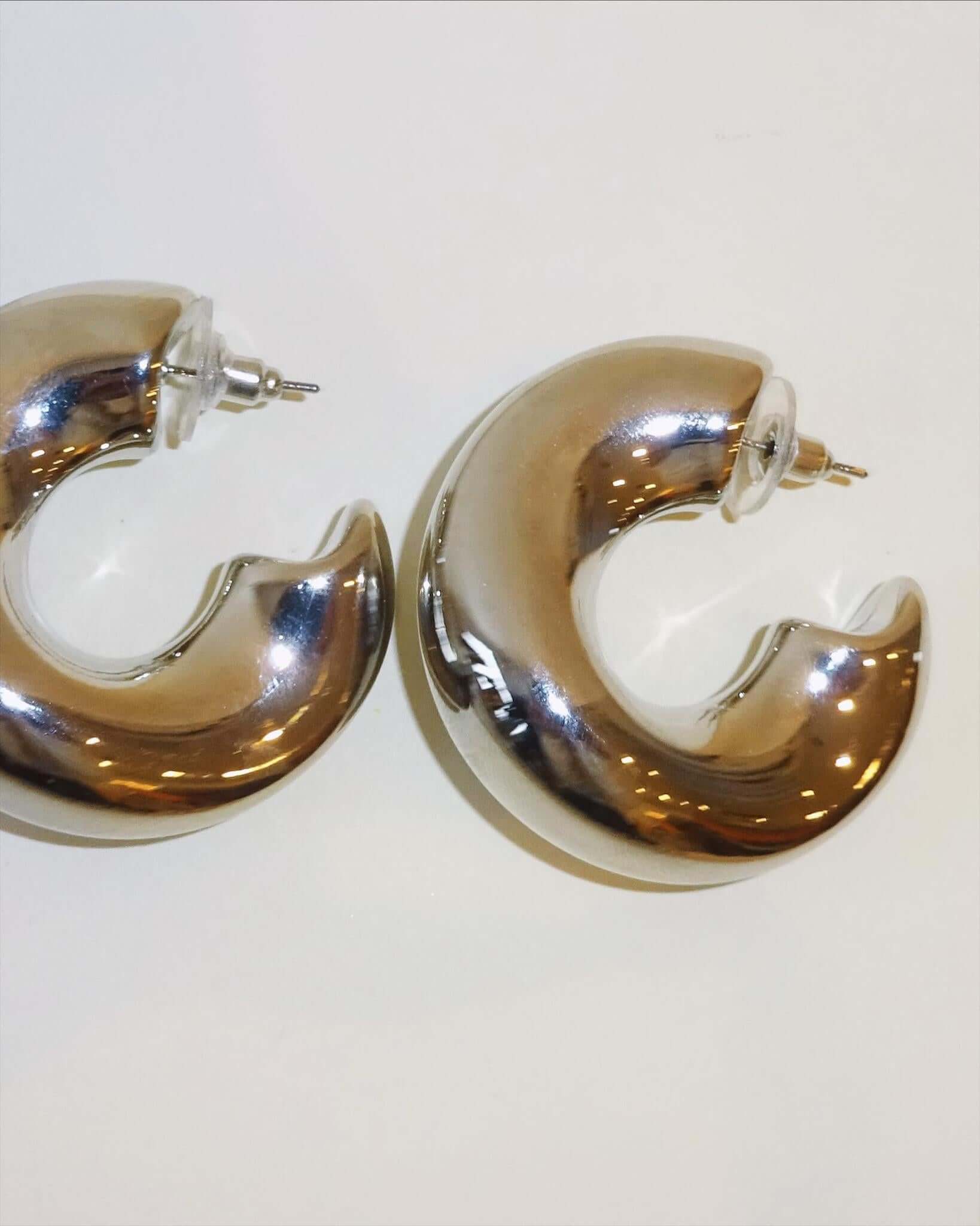 Silver Chunky Hoop Earrings